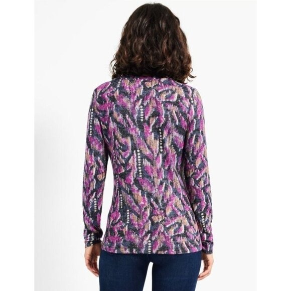 NZT Sweet Dreams Long Sleeve Printed Vines Tee XXL Pink Multi Soft Knit NWT - Picture 8 of 9